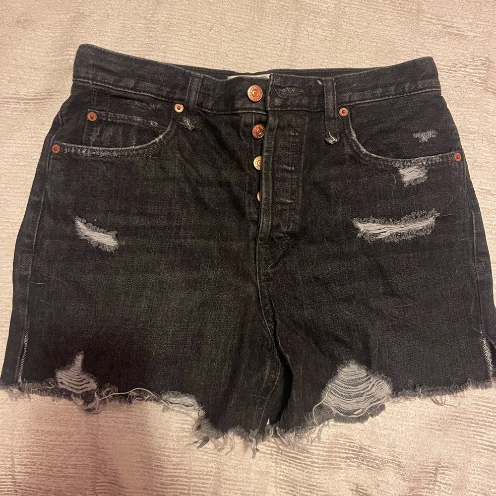 Free people black denim jean shorts